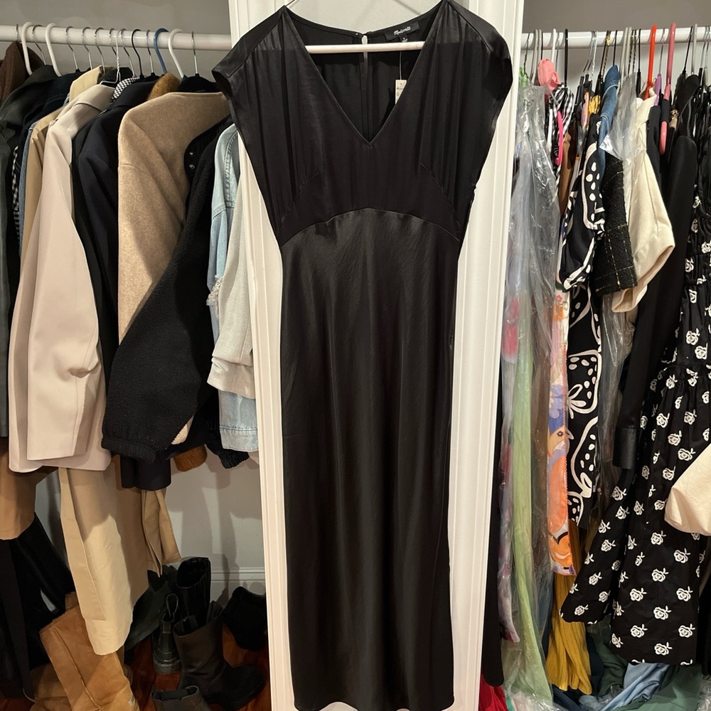 Madewell Black satin Maxi Dress
